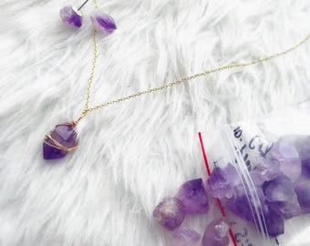 Raw Amethyst Crystal Necklace