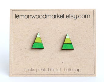Christmas tree earrings - alder laser cut wood earrings - Christmas vacation earrings - stocking stuffer for her - National Lampoons