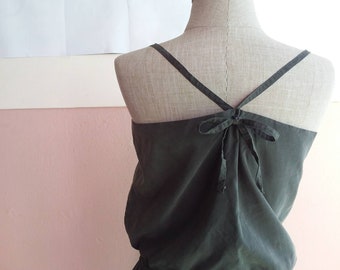 S - M - Khaki Gray Romper - Safari Romper - Two Pockets