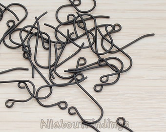 ERG650-B // Black Jewelry Paint Coated Gold Plated French Earwire, 20 Pc