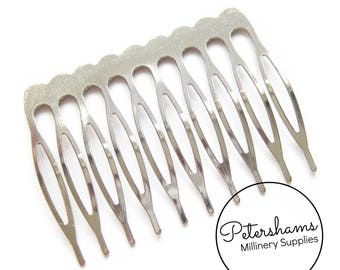 5.5 cm (2.1 Inches) Wide Basic Silver Metal Hair Comb for Fascinators and Millinery
