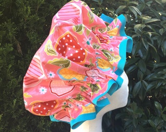 Shower Cap, Ladies Handmade Laminated Shower Cap, Riley Blake