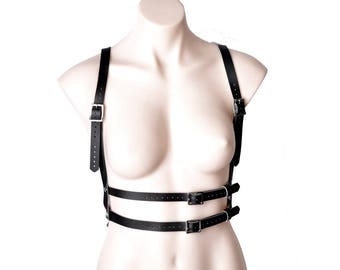 Genuine Mercy Industries Black Leather Body Harness Top Honey Style Stunning Handcrafted Quality S-XL har4blk