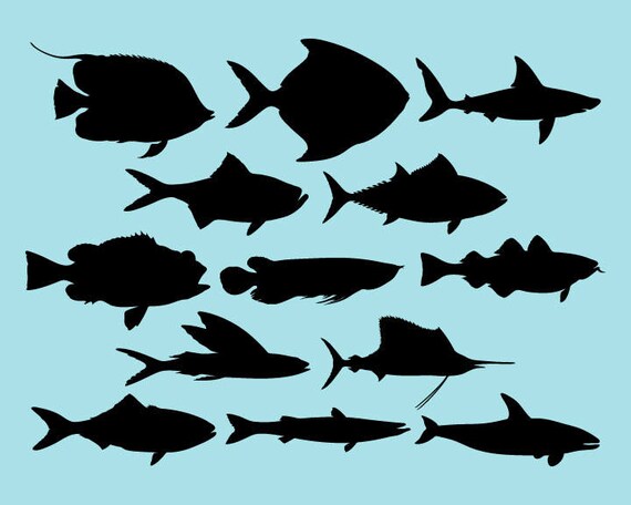 SVG DXF PNG Cut Files Silhouette Sea Fish Cutting File