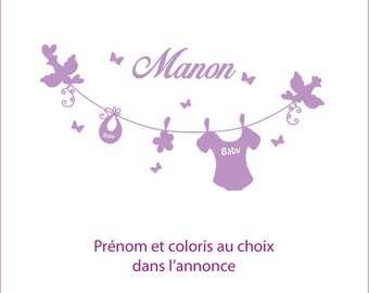 Birthstone for deco stickers nursery baby, first name choice