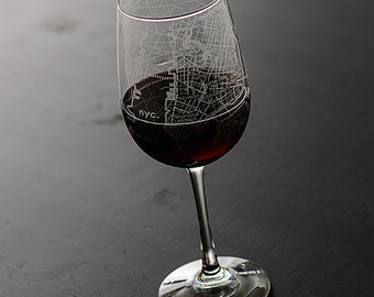 New York City Map Wine Glass
