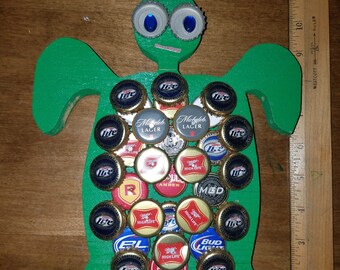 Beercap Wooden Turtle