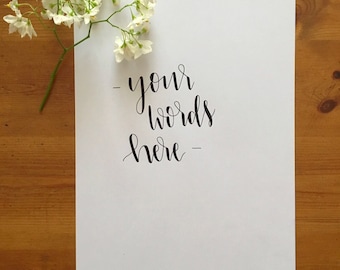 Custom A4 personalised hand lettered print