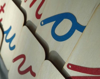 Lowercase Cursive Sandpaper Letters on 3"x5" Birch Wood