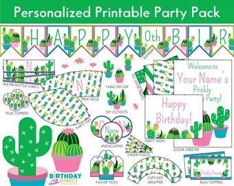 Cactus Party Personalized Decoration Kit/ Cactus Birthday Printables/ Succulents/ Downloadable DIY Package/ Digital Download/ PDF File