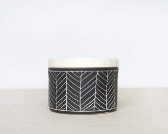 Salt Cellar - Herringbone in Matte Black - Made to Order