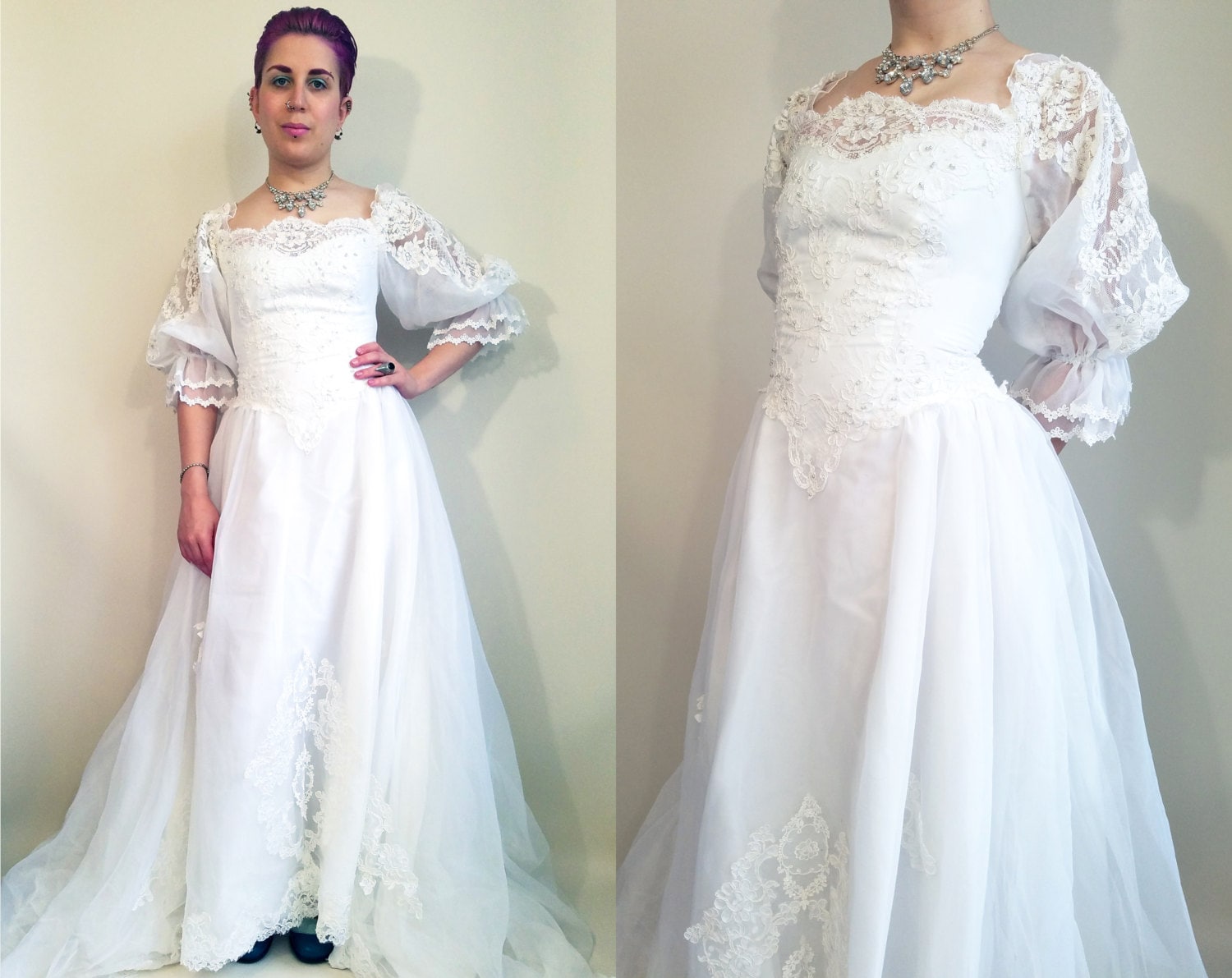 80s Satin Wedding Dresses 3527