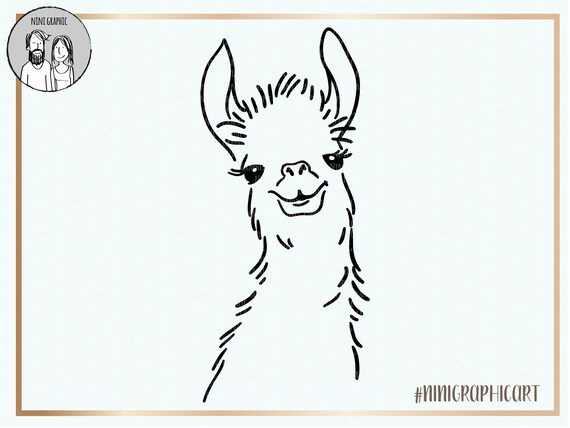 Download Llama svg funny llama svg files Hand-drawn silhouette