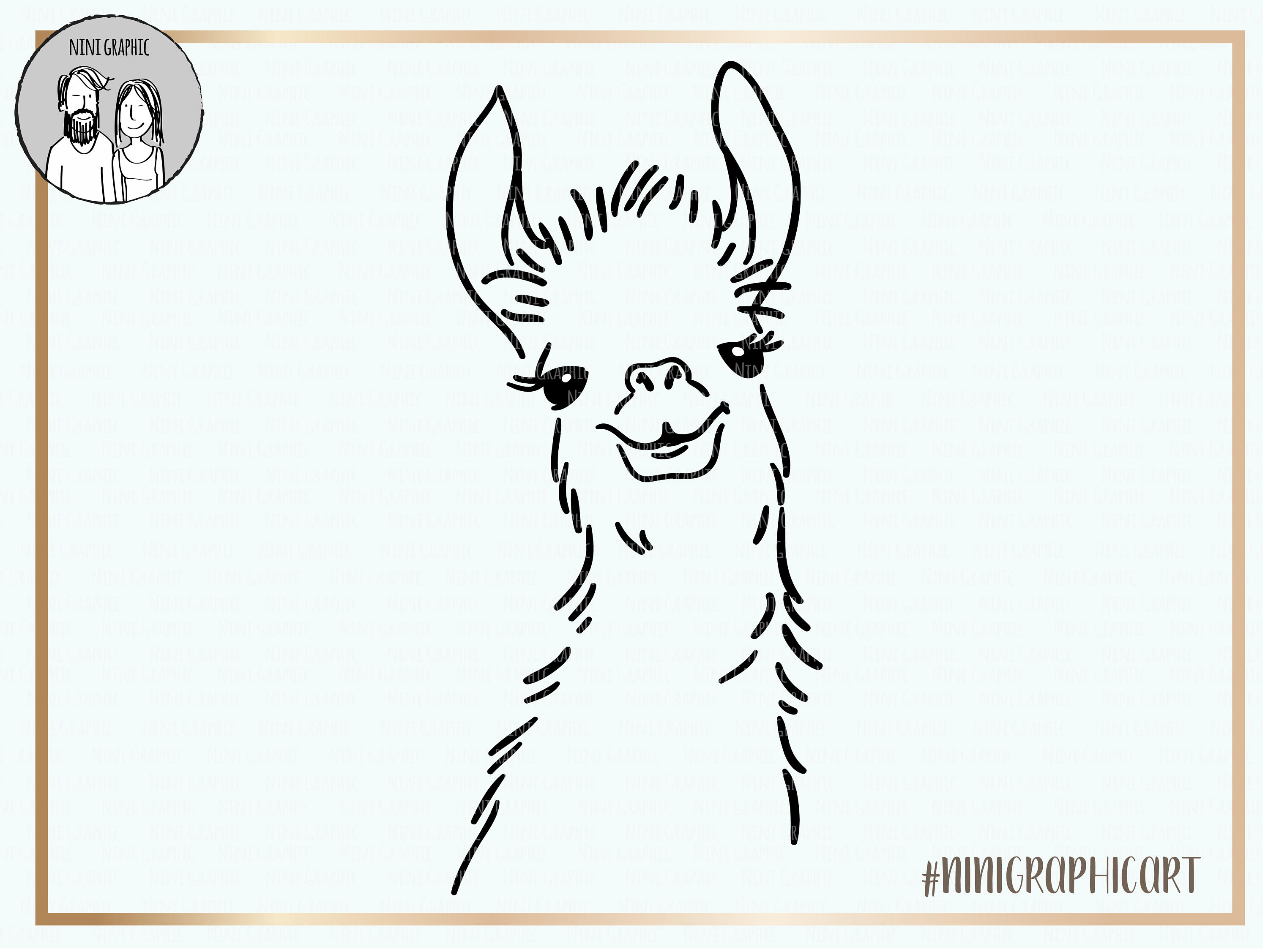 Llama svg funny llama svg files Hand-drawn silhouette