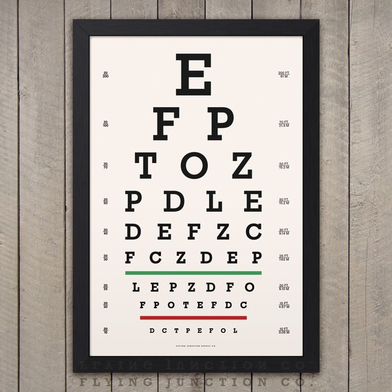 eye chart print classic snellen vintage look eye chart used at dmv