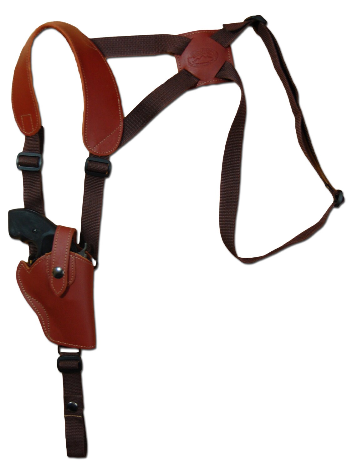 New Burgundy Leather Vertical Cross Harness Shoulder Gun