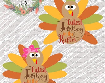 Girl and Boy Cutest Turkey in the Rafter Svg Dxf, Eps, Png | Turkey SVG | Silhouette / Cricut Cutting File | Personal & Commercial Use