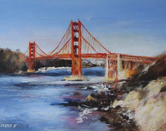 Golden Gate Bridge San Francisco, original painting, California Painting