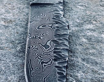 Damascus hunting/camp knife, custom damascus knives, fixed blade, hidden tang hand forged knives