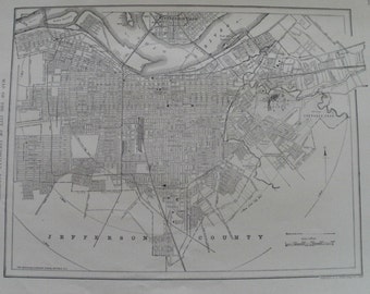 Louisville Map,Louisville City Map,Louisville Kentucky City Map,USA City Map,Street Map Wall Art,Place on the World Map,1918-1920 8x11 VS19