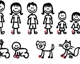 Set of Stick Figure Family Car Decal, Stick Figure Decal, Family Sticker, Car Decal, Family Car Decal, Cute car Decal, Stick Figure,