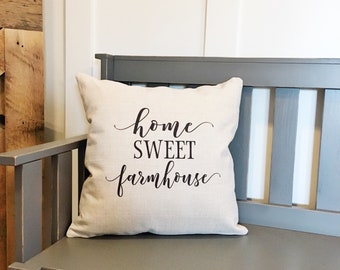 Farmhouse Decor Home Sweet Farmhouse Pillow Cover - Decorative Pillow Cover - Farmhouse Pillows - Rustic Decor Decorative Throw Pillows