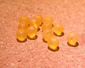 20 beads-frosted - glass effect frosted 6 mm - pale orange - PE162