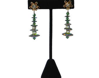 Vintage 1960's Green Drop Earrings