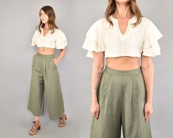 70's Ruffle Sleeve Crop Top