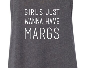 girls just wanna have margs flowy/slouchy tank top asphalt grey