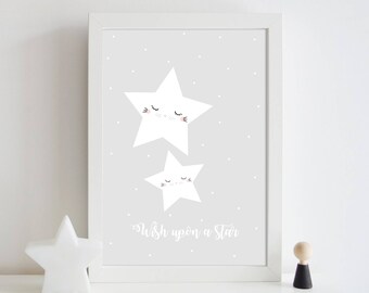 Nursery print wish upon a star