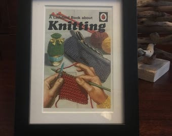 Retro Ladybird Book cover Framed. Knitting