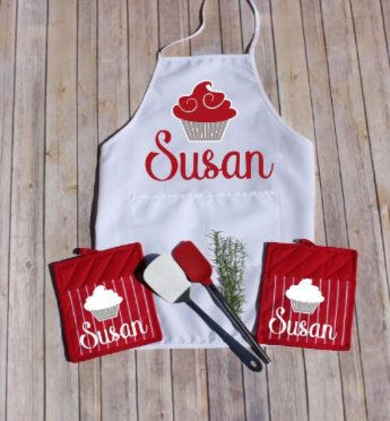 Download Personalized Apron Womens Apron Red Oven Mitts Red