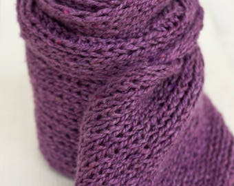 Long knit scarf, soft wool scarf, berry color scarf, winter wool scarf, long scarves, soft and cozy, hand knit scarf, purple scarf, wool