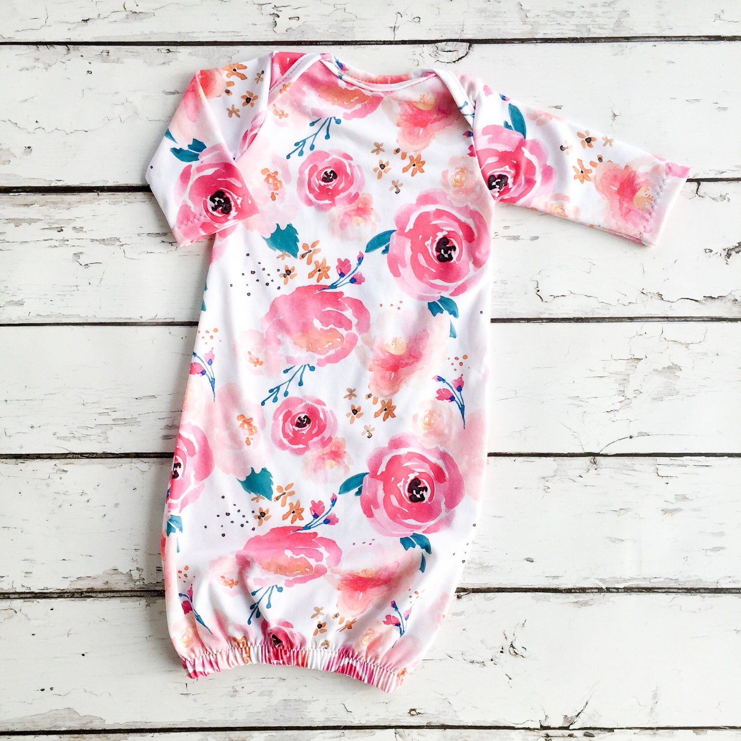 Floral Infant Sleep Gown Watercolor Layette Babies First