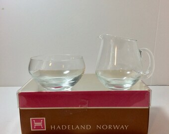 Gorgeous Vintage Hadeland Norway Glass Sugar and Creamer