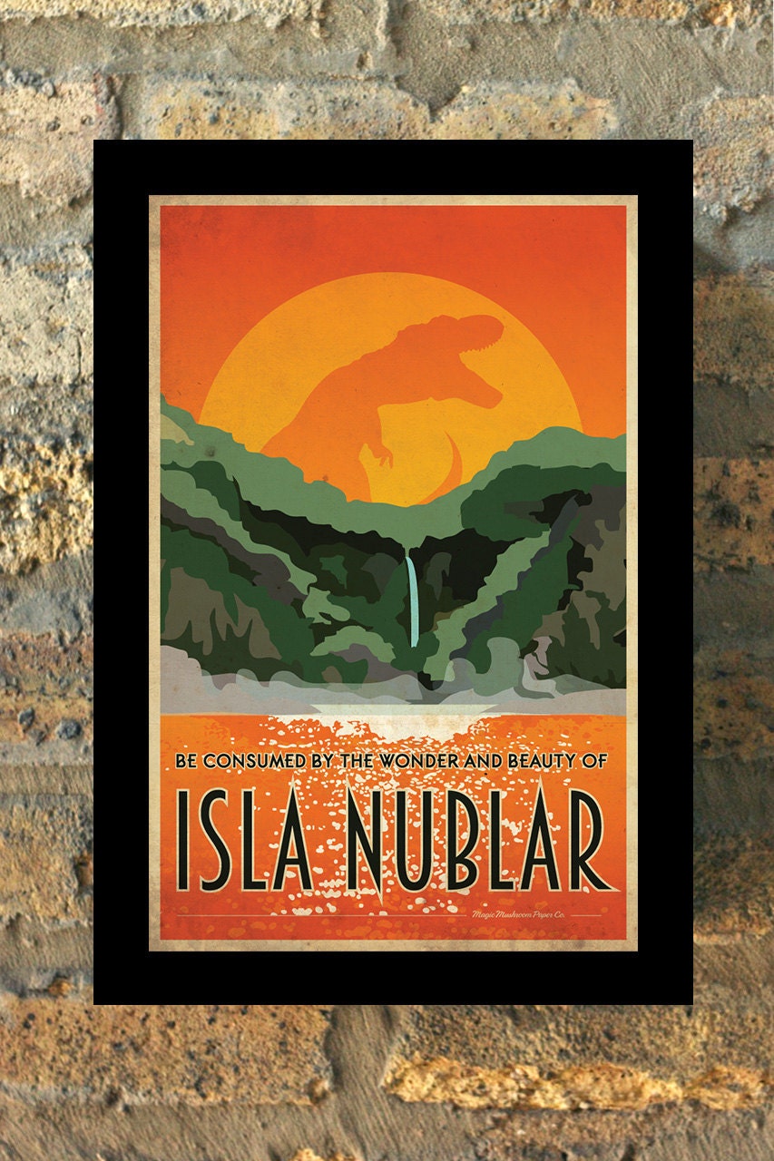JURASSIC PARK Isla Nublar Travel Poster Vintage Print Geekery JURASSIC PARK Isla Nublar Travel Poster Vintage Print Geekery