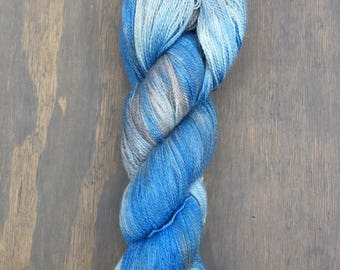 Handpainted Alpaca, Silk & Cashmere Lace - Cloudy Skies