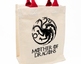 Gift bag. Natural cotton bag with handles various colors 21x26x12cm. Mother of Dragons. Game of Thrones. Mother's Day. Woman
