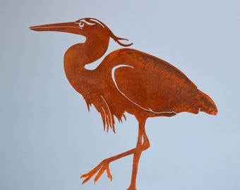 Great Blue Heron | Metal Bird Art | Outdoor Metal Yard Art | Pond Decor | Heron Sculpture | Gift Ideas | House Warming Gift | B740