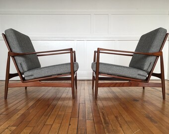 1960's Mid Century Danish Pair Ib Kofod-Larsen Easy Chairs Lounge Chairs G Plan