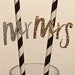 12 Mr and Mrs Straws Glitter Straws Silver Gold Straws Wedding Shower Straws Bridal Shower Straws Engagement Straws Bachelorette Party