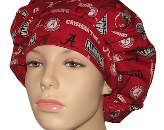 Bouffant Scrub Hat-University Of Alabama Crimson Tide New Fabric-ScrubHeads-Scrub Hats For Women-Scrub Cap-Crimson Tide Scrub Hat-Bama