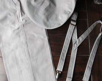 Ring Bearer Clothing; Cotton Ring Bearer Pants, Newsboy Hat, and Suspenders. Wedding Outfit for Ring Bearer made by TwoLCreations