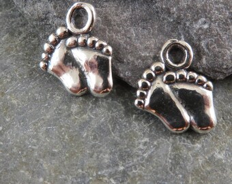 Itty Bitty Little Sterling Silver Baby Footprint Charms - One Pair - HFE3