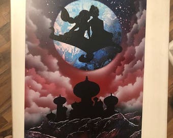 Aladdin and Jasmine Magic Carpet Ride Spray Paint Art