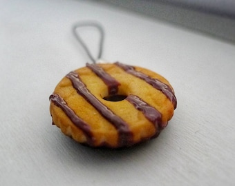 Fudge Striped Shortbread Cookie Charm | Polymer clay