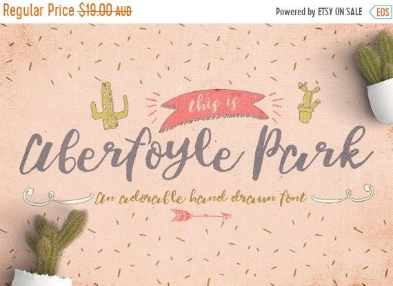 70% OFF Sale Digital Font Aberfoyle Park - Digital Typeface - Hand drawn Type - Instant Download