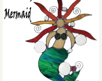 ON SALE Stained Glass Mermaid Suncatcher