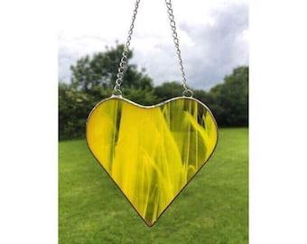 Stained Glass Yellow Heart Suncatcher Decoration